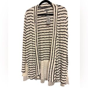 Olivia Sky NWT Striped Lace Trim Cardigan Size 1X
